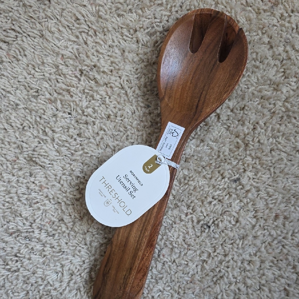 Threshold Wooden Salad Server Set NWT